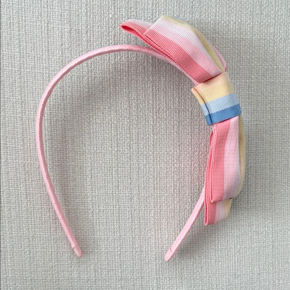Janie and Jack Pink and Blue Striped Bow Headband
